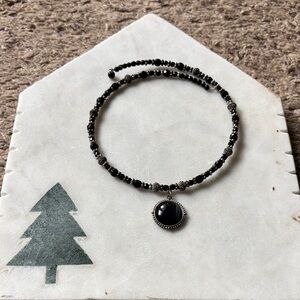 Black Beaded Pendant Necklace - Elegant Women's Jewelry